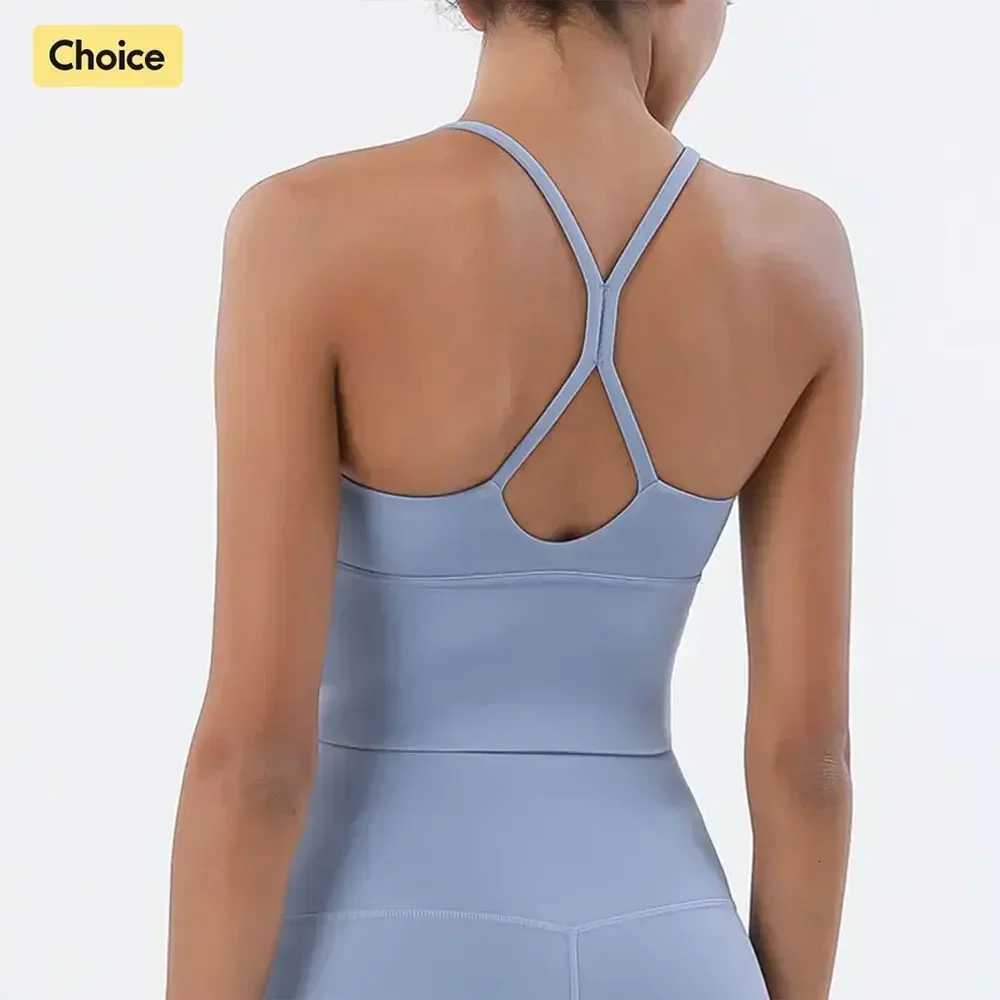 Strappy Sports Bra Nude Vest Double-sided Brushed Sexy Sling Beauty Back Fitness Push Up Sports Women Underwear Z250812