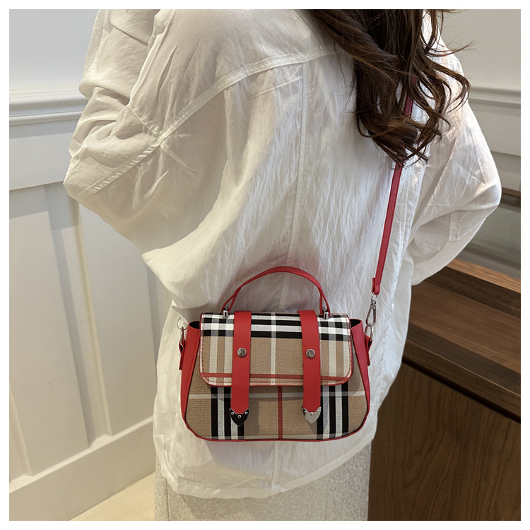Popular fashion contrast plaid armpit small square bag summer new Korean shoulder bag fashionable handbag for women2025