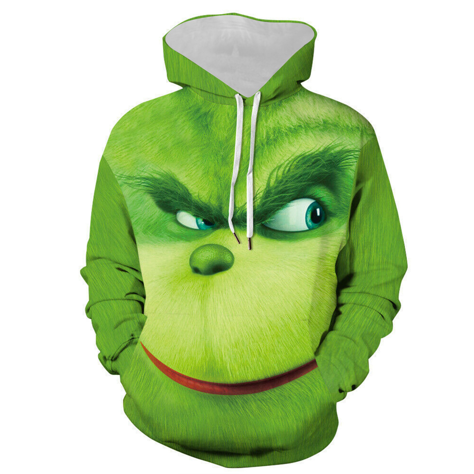 New Sweatshirt Green Fur Monster Grinch Same Style 3D Digital Print Hooded Pullover Cosplay