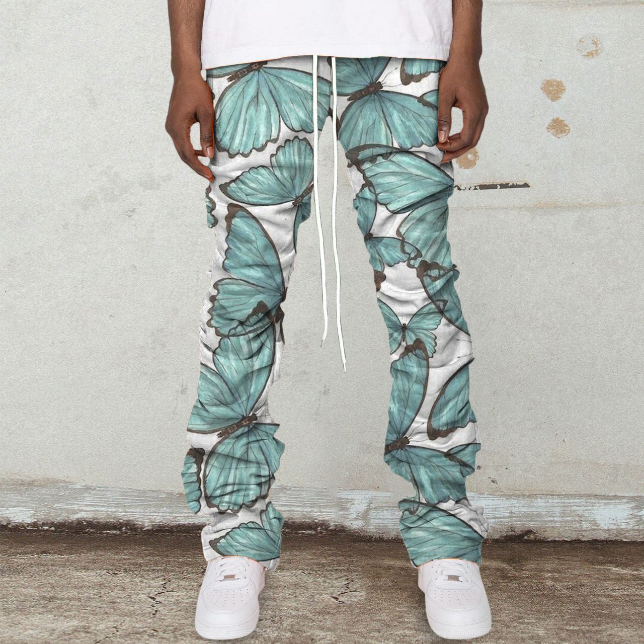 Autumn Running Fitness Long Casual Flared Pants Fashion Gradient Loose Plus Size T-Shirt