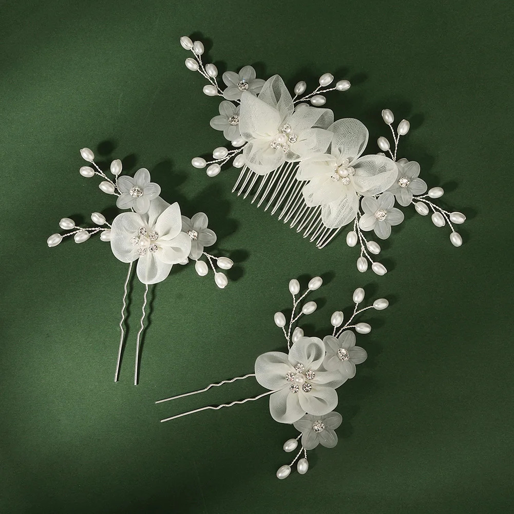 Fashion Bridal Headdress Flower Hair Comb Hairpin Set Handmade Bride Accessories For Women Wedding Party Hairclips Gifts 250804