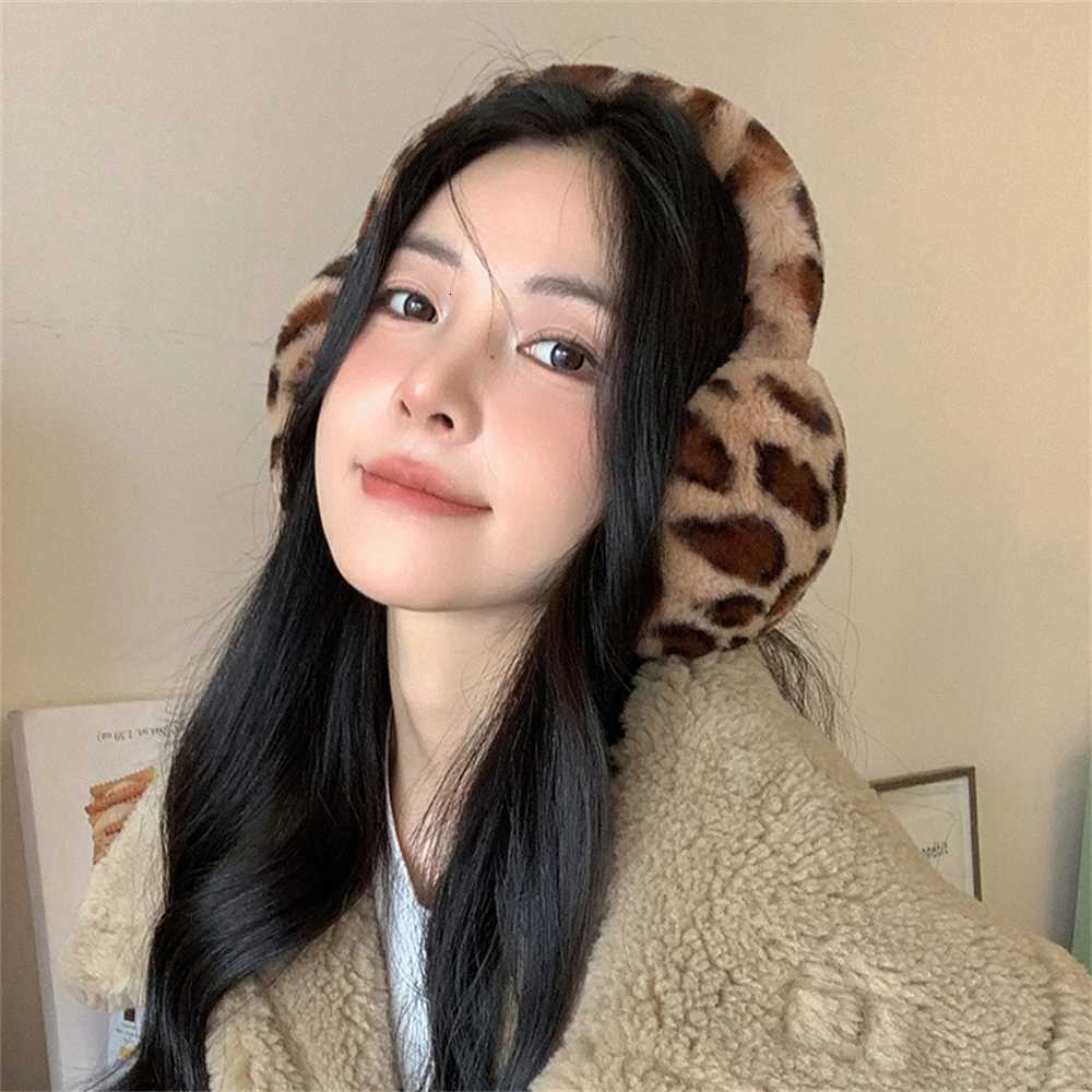 100% Cotton Thickened Winter Warm Ear Muffs Foldable Leopard Print Earmuffs Men and Women Windproof Frostproof Earlap Simple Plush Hairband XJ250812