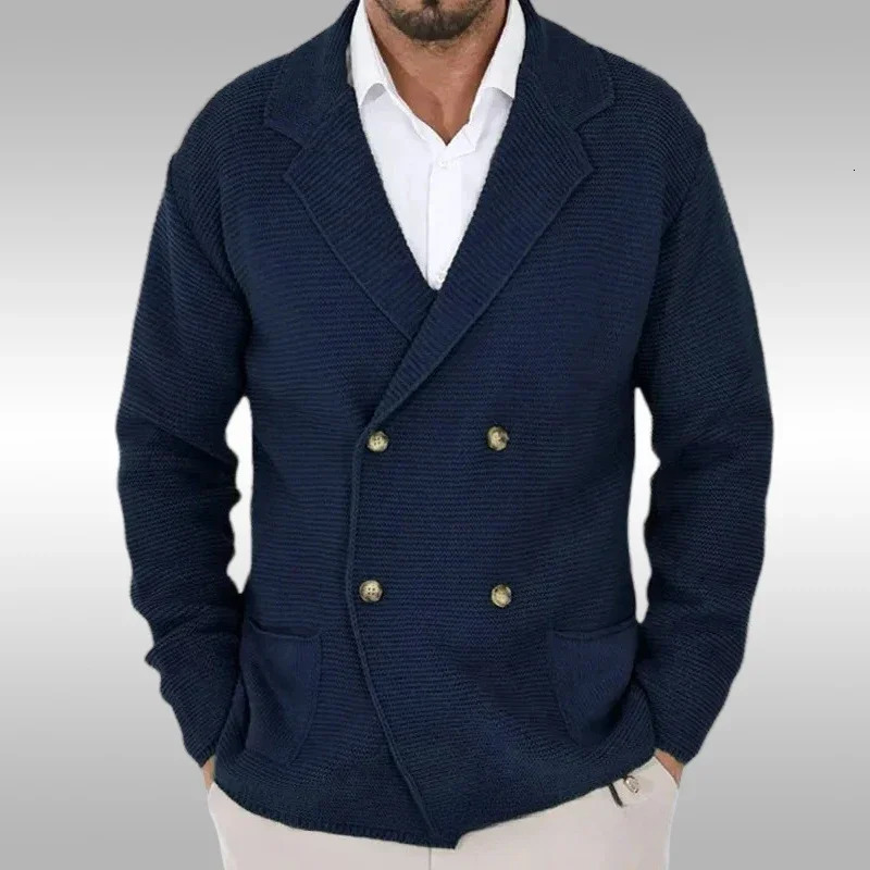 Cardigan For Men Peaked Lapel Sweater Coat Men Knit Cardigan Sweater Business Casual Style Lightweight Spring Autumn Coat 250811