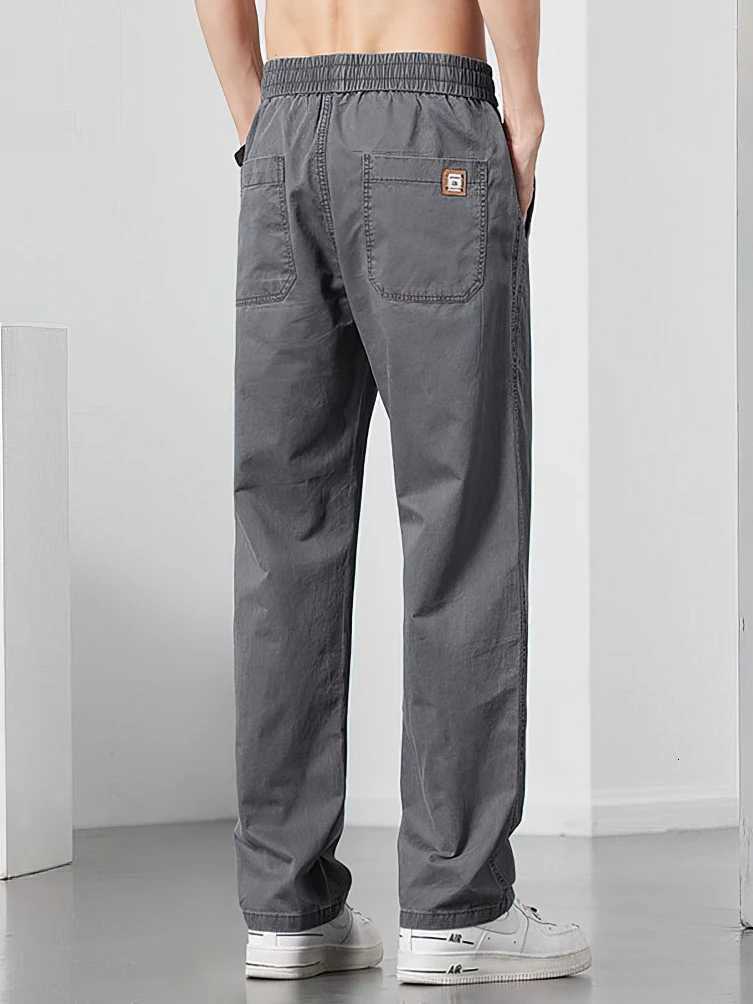 Straight Casual Cargo Pants Men Wide Leg Brown Long Cargo Business Work Trousers Drawstring Baggy Sweatpants Male X250812