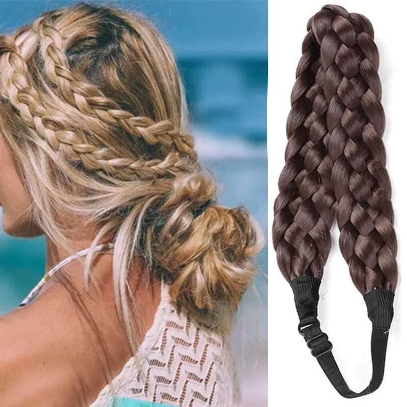Bohemian Style Synthetic Band Fishtail Braids Hair with Adjustable Belt Plaited Hairband for Women Hairstyle Hairpieces X250812