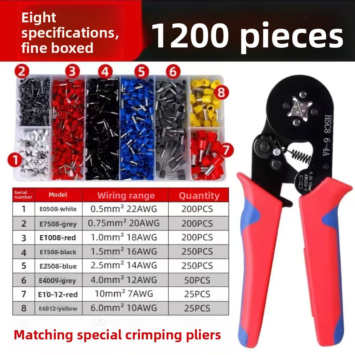 6-4 HSC8 6-6 Set German Quality Jaw Iron VE/TE Tube Type Terminal Crimping Pliers