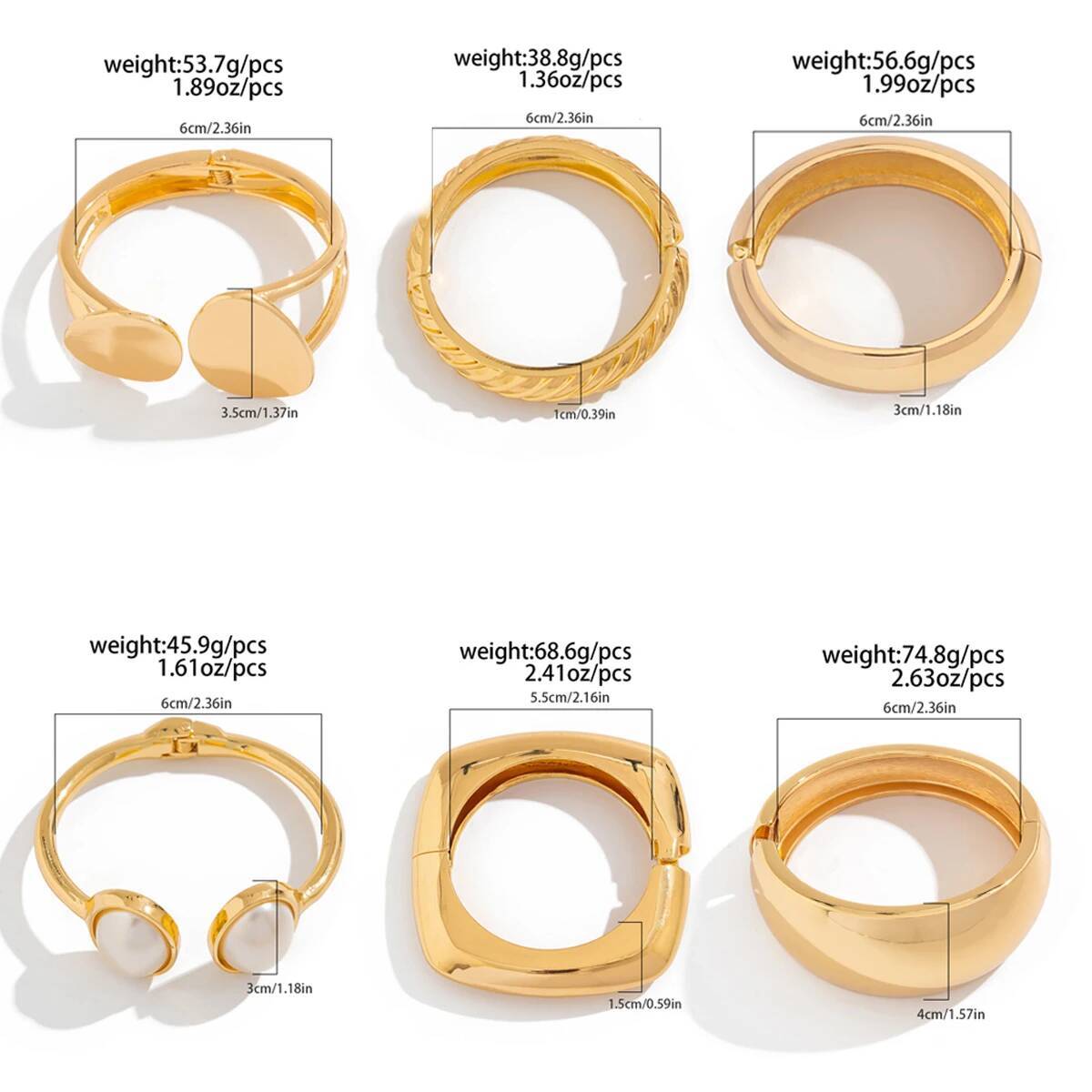 Salircon Exaggerated Punk Smooth Heavy Metal Bracelet for Women Trend Geometric Open Spring Bangle Party Jewelry Gift