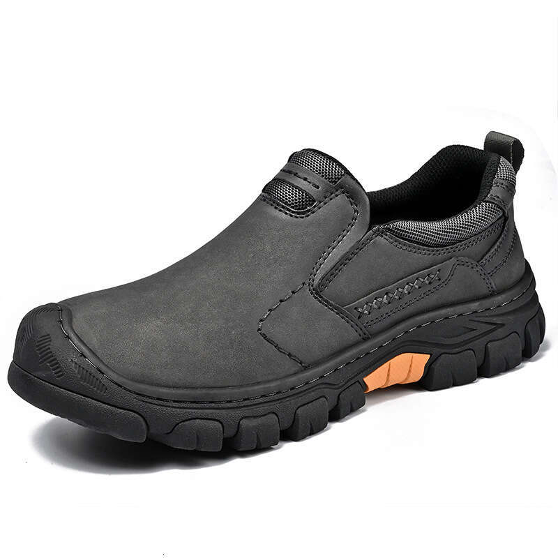 Thick Sole Wear-Resistant Closed-Toe Outdoor Hiking Work Casual Men's Leather Shoes