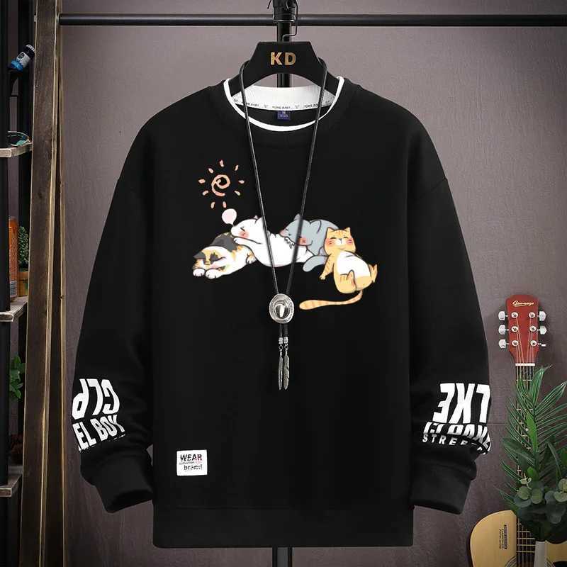 Spring Autumn Men Clothing Sweatshirt Japan Fashion Streetwear Long Sleeved Hoodies Men Casual Harajuku Cartoon Sweatshirt Men Y250811