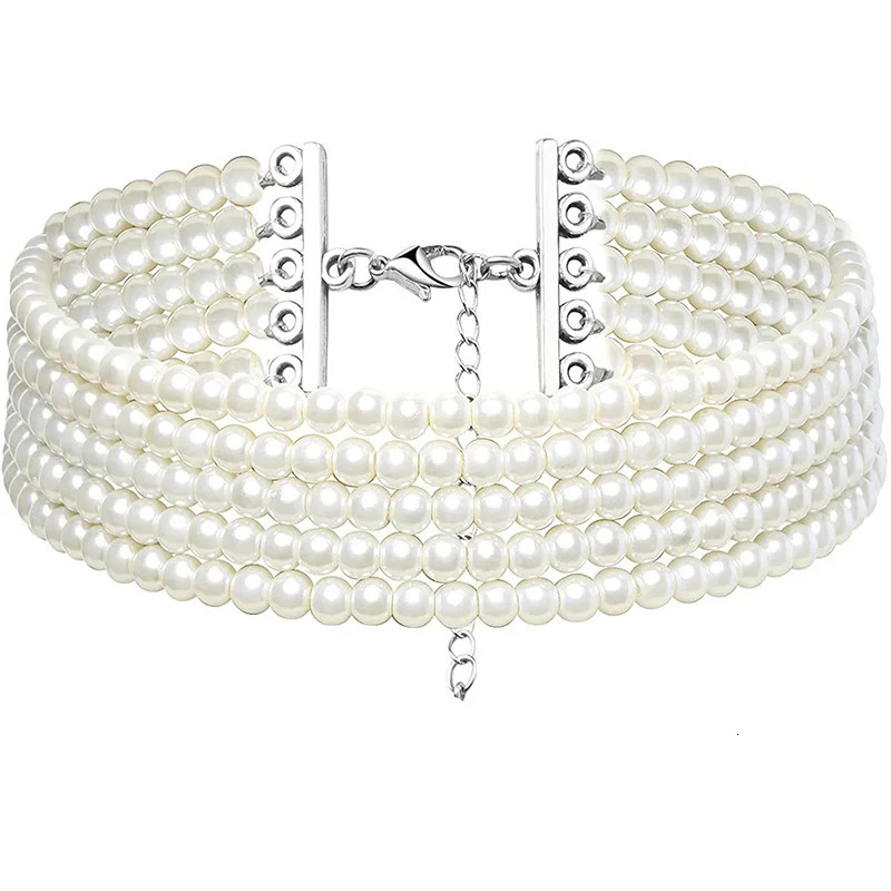 Fashion Multilayer Elegant White Pearl Collar Choker Necklace For Women Beaded Handmade Wedding Banguet Necklace Vintage Jewelry 250807