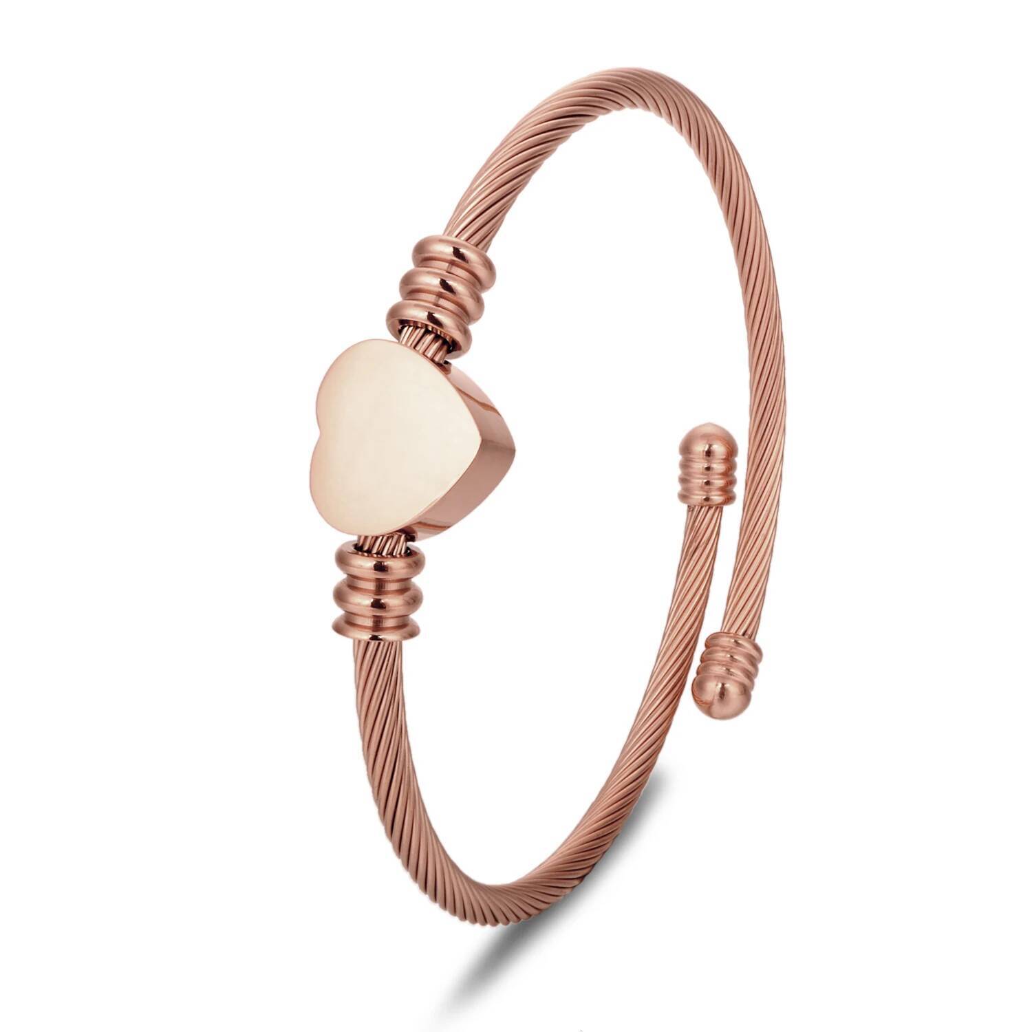 Heart Stainless Steel 124 Bracelet Simple High-End Solid Color Non-Fading Cuff Bangle Minimalist Dainty Women Jewelry Gift