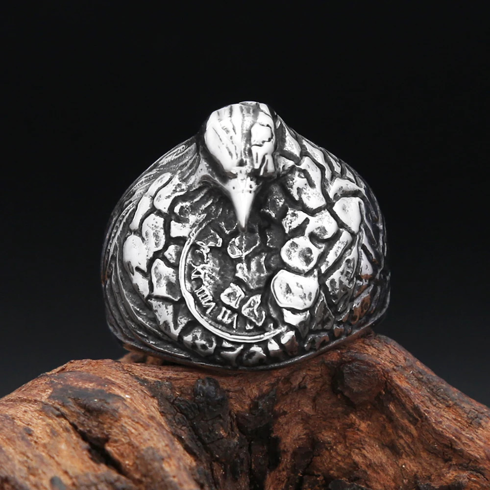 Unique Nordic 316L Stainless Steel Eagle Ring Fashion Viking Rune Animal Rings For Men Women Amulet Jewelry Gifts Drop 250812