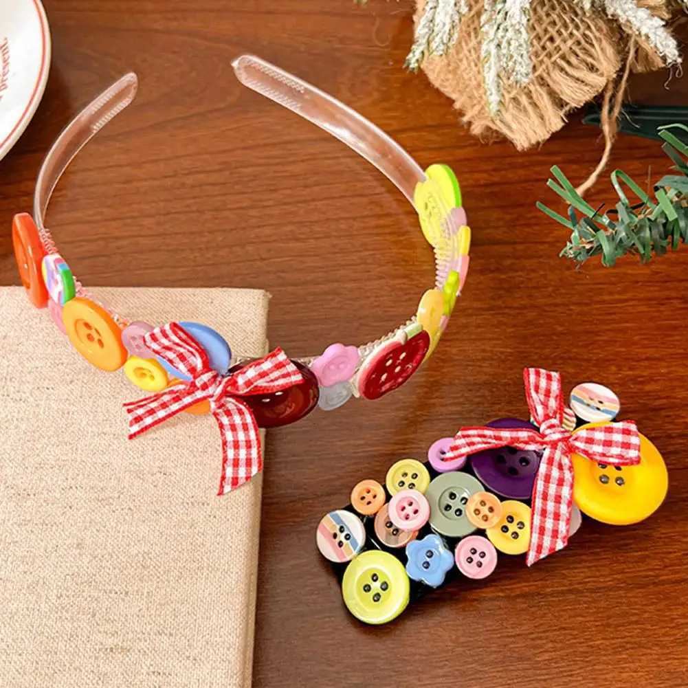 2K Wear Dopamine Colored Button Band Hair Clips for Women Girls Cute Buttons Hairpins Hair Barrettes Hair Accessories X250812