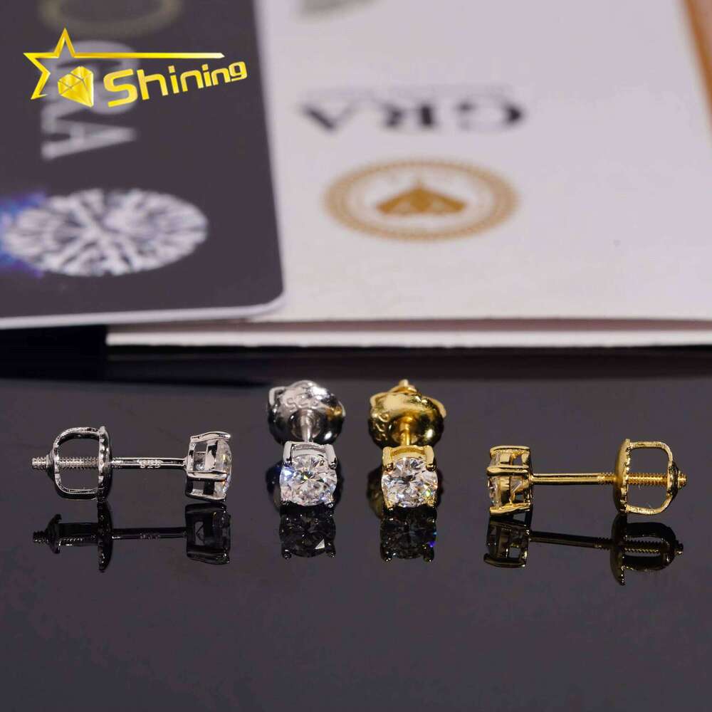 Hot Selling Jewelry Sterling Sier Round Cut 4mm Earrings Small Studs Made with Vvs Miossanite Iced Out