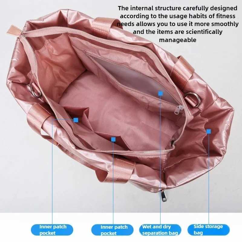 Women Gym Bags Waterproof Sports Swimming Yoga Mat Pink Weekend Travel Duffle Bags for Women Sport Fitness Shoulder Handbag Z250812