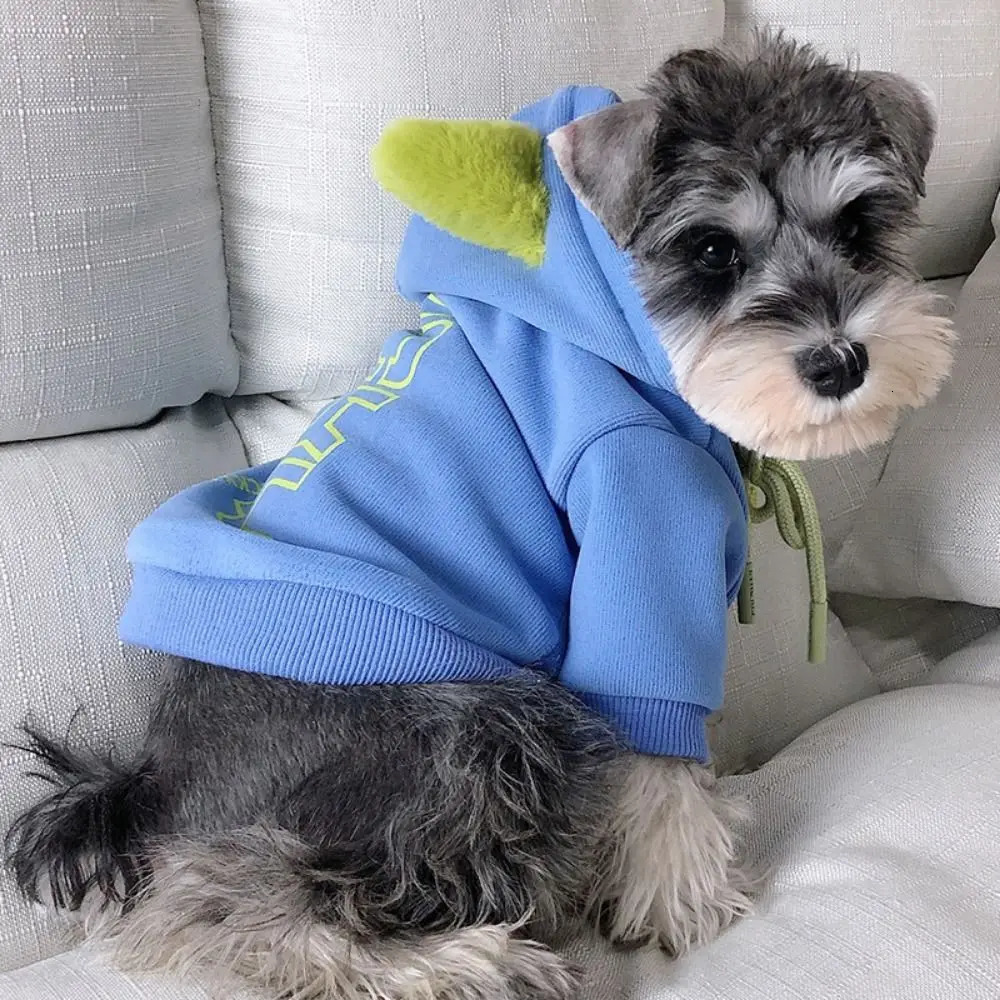 Letter Print Dog Hooded Sweatshirt Warm Soft Dog Sweatshirt Clothes Adjustable Cotton/Polyester Puppy Jumpsuit for Dogs Cats 250806