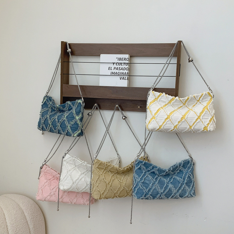 Denim for Women New Fashion Trend Design Handheld Shoulder Crossbody Small Square Bag