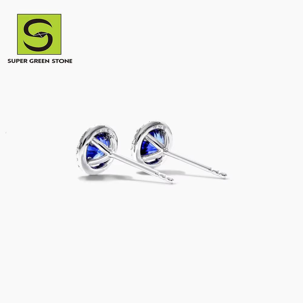 SuperGS SGSE039 Symbolic Gift Fine Synthetic Wholesale Jewelry Round 14k 18k Gold Stud Diamond Earrings for Girls for Birthday