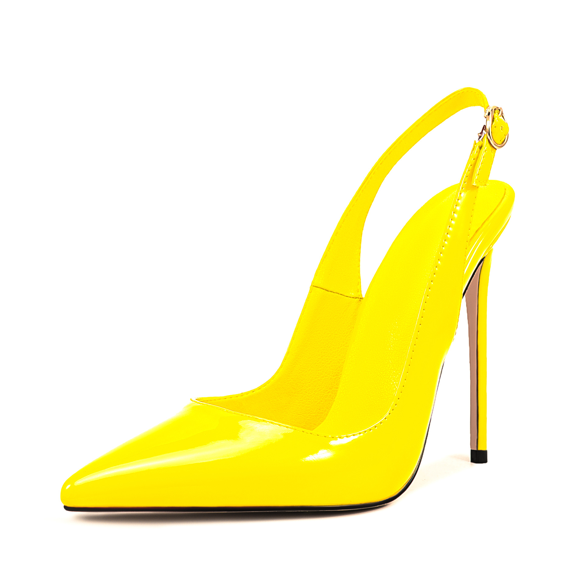 Gradient Gloss Stiletto Sandals - 8/10/12cm Adjustable Heel Pointed Toe Pumps (Barbie Pink/Sunshine Yellow/Magenta Rush/Fire Red)