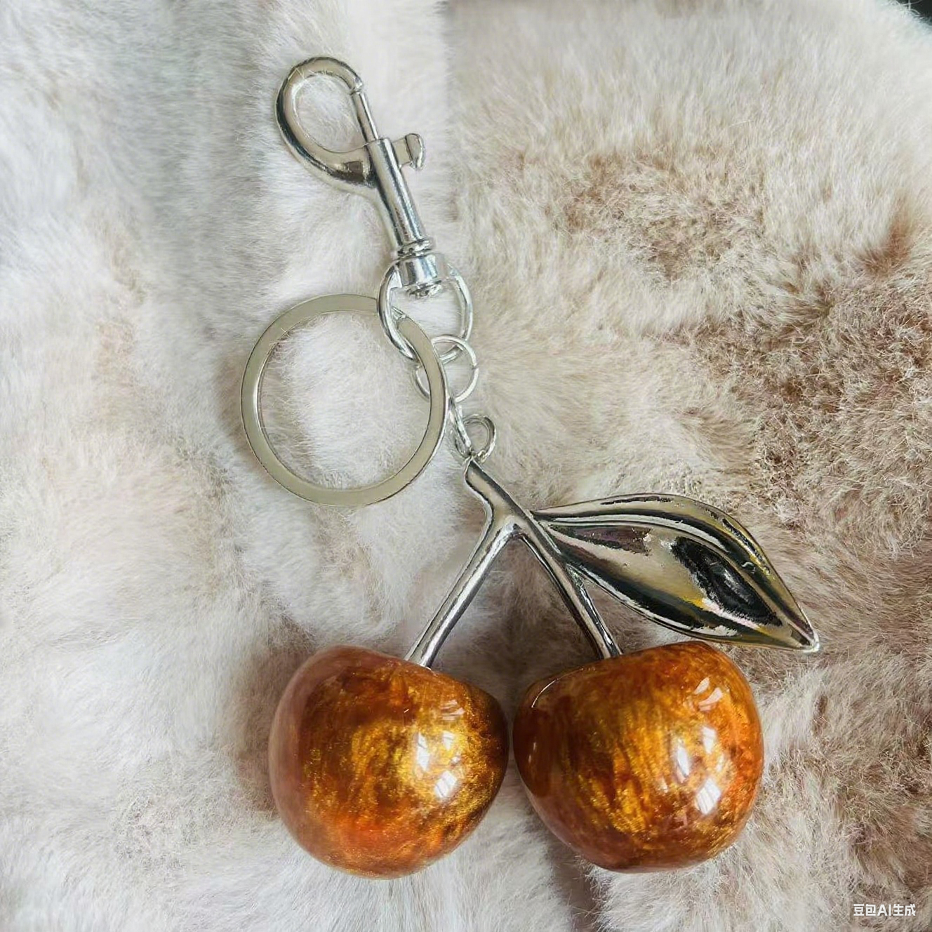 Keychains 1Pc Cute Pearl Bracelet Cherry Fruit Keychain Bag Charm Black Red Jelly Cherrys Key Chain ddmyMon