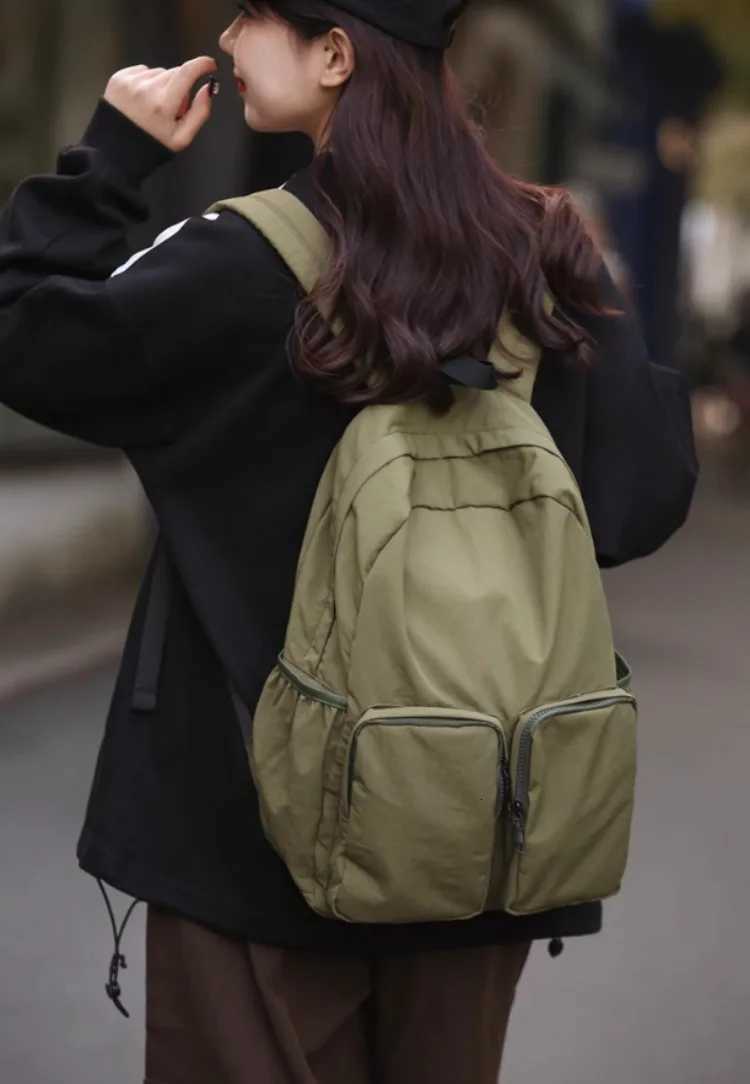 Japanese Preppy Grunge Solid Y2k Backpack Fashion Women Casual Schoolbags Streetwear Trendy Ins Backpacks for College Students Y250811