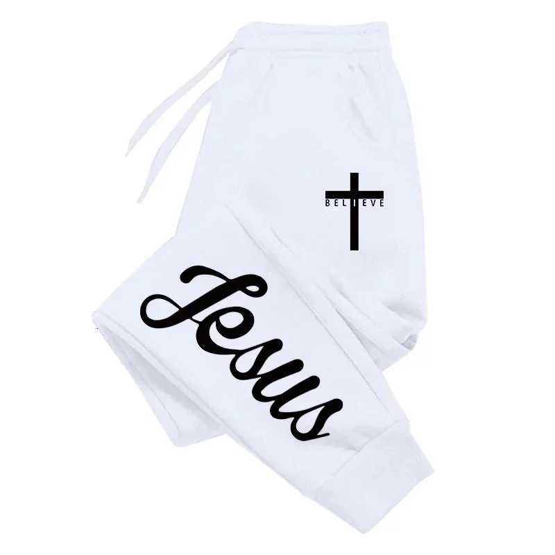 Jesus Cross Mens Sweatpants Solid Color Drawstring Long Pants Male All Season Daily Casual Sports Fitness Versatile Trousers W250812