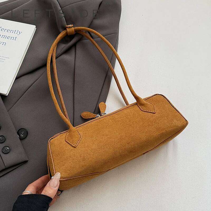 LEFTSIDE Women's Small Faux Suede Armpit Shoulder 2025 Winter New Retro Underarm Bag Brand Designer Handbags Luxury Bagdesigner bag