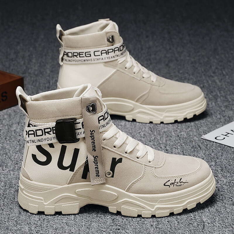 2024 New Spring Free shipping and Autumn Versatile Round Toe High-top Trendy Martin Military Boots Men's Shoes