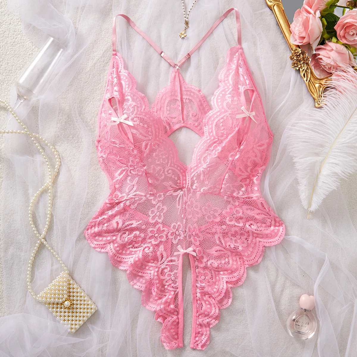 Exotic Costume Teddies Woman Sexy Lingerie Crotchless Sex Underwear Porn Babydoll Dress Hollow Hot Lace Sexy Bodysuit PijamaXJ250812