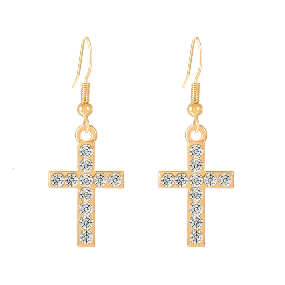 Gothic Dark Dia-Studded Ins Style Personality Temperament Cross Earrings for Women