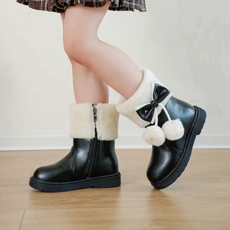 Fashion Girls Snow Boots Winter Children Warm Plush Princess Short Boots Student Outdoor Soft Bottom Non-slip Kids Boots J382 XJ250812