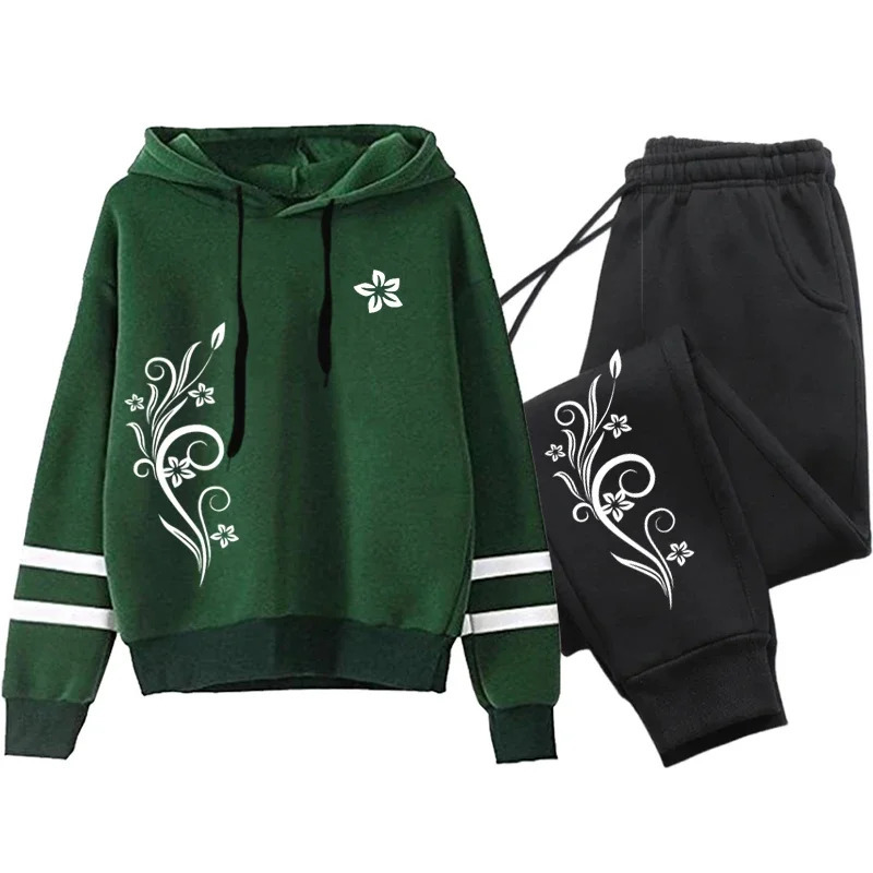 in Womens Tracksuit Vintage Pattern Printing Sweatshirt Pants Set and Single Pcs Stripe Hoodies Casual Womens Clothing 250805