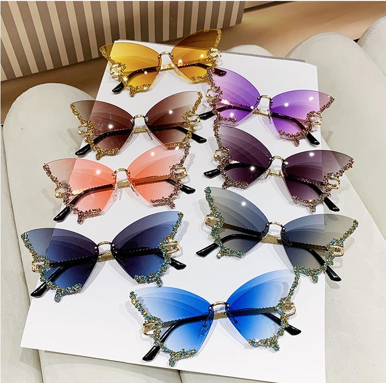 Designer Sunglasses For Women Oversized Sunglasses Cat Eye Diamond Sunglasses Luxury Polarized Goggle Pilot Without Frame Square UV400 Eyewear KP329