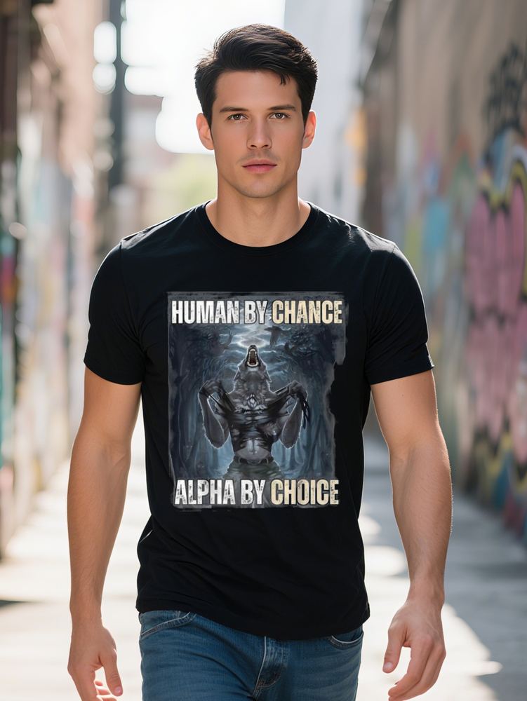Men s Human Chance Alpha By Choice Meme Graphic T Shirt Cotton Short Sleeve Round Neck Casual Streetwear