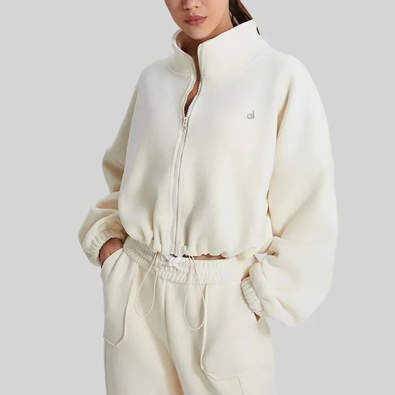 Women Sweater Yoga Outft Suits Two Piece Autumn Winter Thick coat Wide Leg Pants Jogger aloSuit Gym Tracksuit