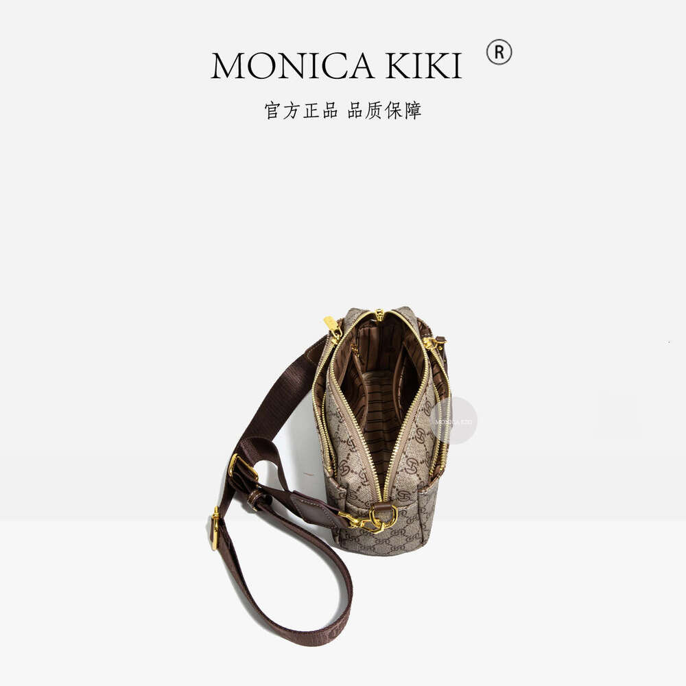 Qiqi Gray Monica Printed Letter Trendy Small Square for Women 2025 New Single Shoulder Bag