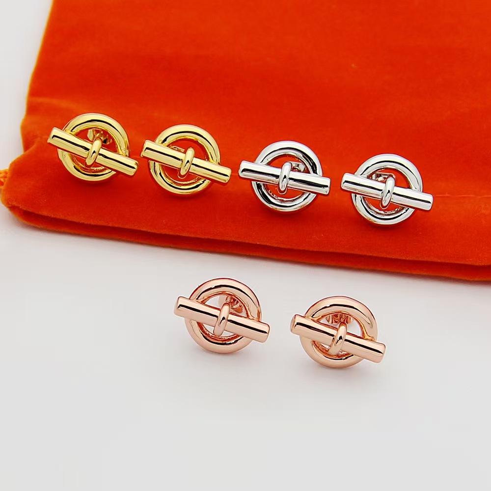 Fashion brand H earrings classic OT buckle 18k gold earrings high-quality stainless steel designer earrings for women