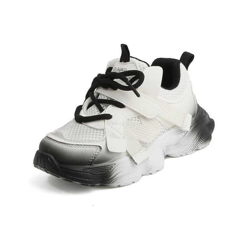 Lace Up Gradient Color Childrens Mesh Breathable Sports Shoes Round Toe Non Slip Unique Fashion Design Soft Thick Sole Shoes M250812