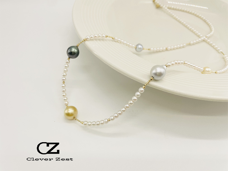 Natural freshwater pearl necklace Natural seawater pearl necklace 18k gold Vintage High quality Mixed colors Natural Tahitian pearls, natural South Se