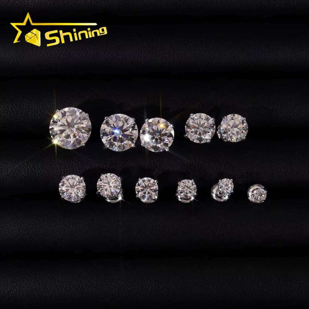 Hot Selling Jewelry Sterling Sier Round Cut 4mm Earrings Small Studs Made with Vvs Miossanite Iced Out