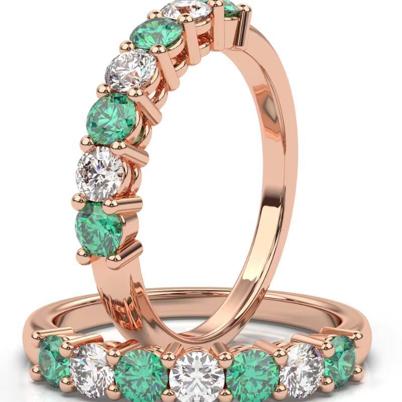 10K Solid Gold Engagement Ring 7 Stone Moissanite Wedding Band Custom Two Tone Moissanite Ring