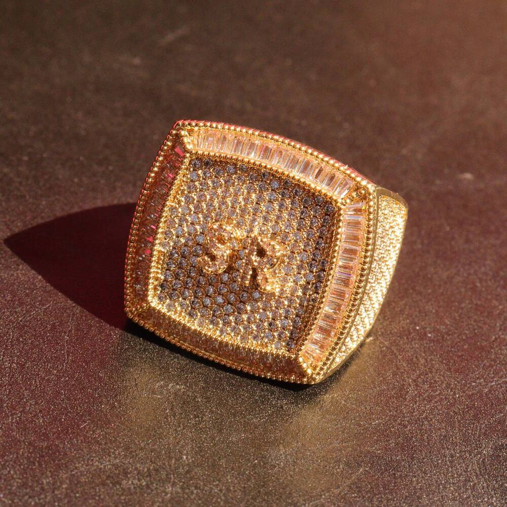 Customized Mens 925 Sterling Silver Hip Hop Ring Fully Iced Out Featuring VVS Clarity Moissanite Diamond for Weddings