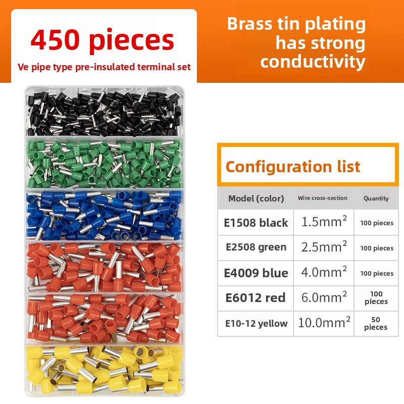 VE European Tube Type Wiring Terminal Combination Boxed Special Set Crimping Pliers 6-4