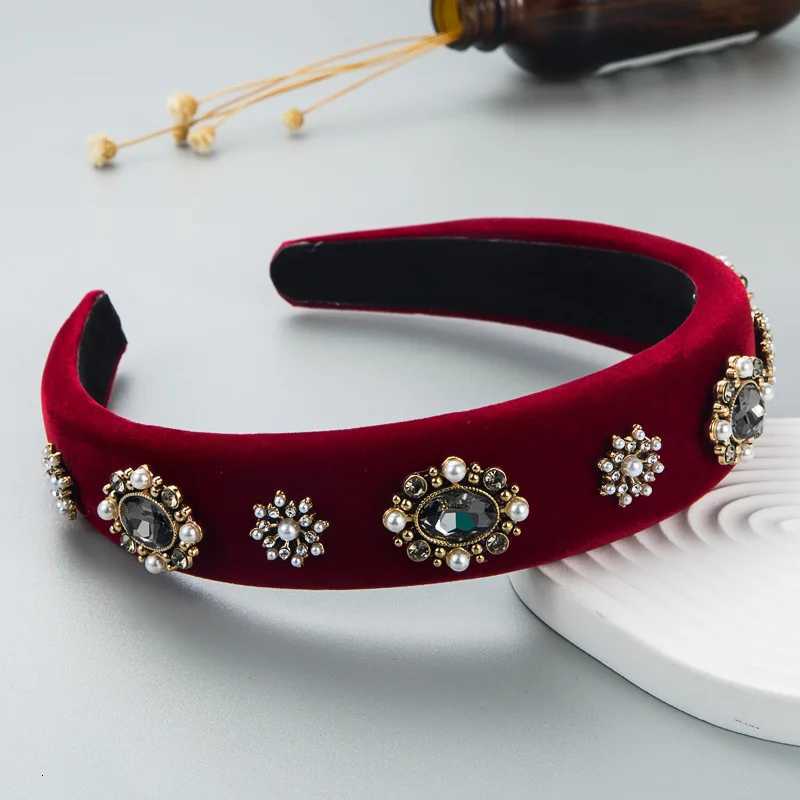 Lux Velvet Sponge Padded Rhinestone Flower Hairbands Hair Bands Ornament Accessories for Women Hair Accessories X250812