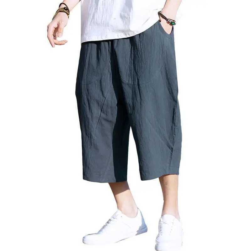 Summer Thin Cotton Linen Mens Loose Fit Seven-Foot Pants Wide Leg Casual Trousers Comfortable Plus Size Mens Trendy Fashion W250812