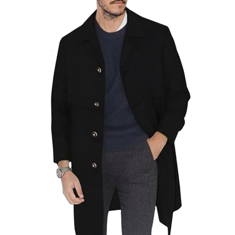Mens Lapel Coat Office Street Casual Suit Wool Blends Outdoor with Lining Long Jackets Eu US Size Single-breasted Men Clothing 250805