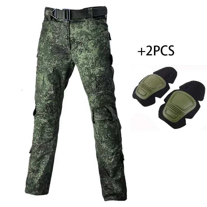 Outdoor Men Combat Pants + Knee Pads Tactical Pants Hiking Camo Pants Working Hunting Clothes Wear Resistant Multi-pocket X250812