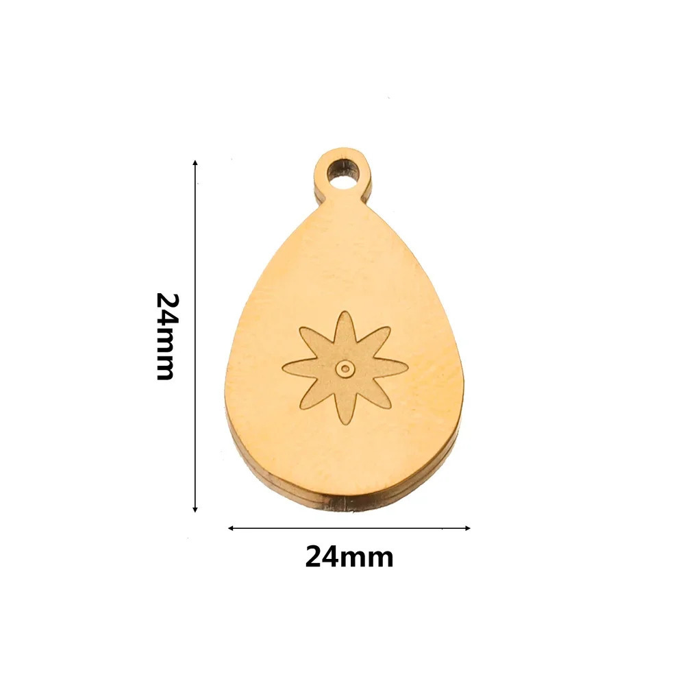 5pcs Stainless Steel Teardrop Bohemia Charm Pendants gold-plated Waterdrop DIY Connectors Dangle Earring Necklace Making 250807
