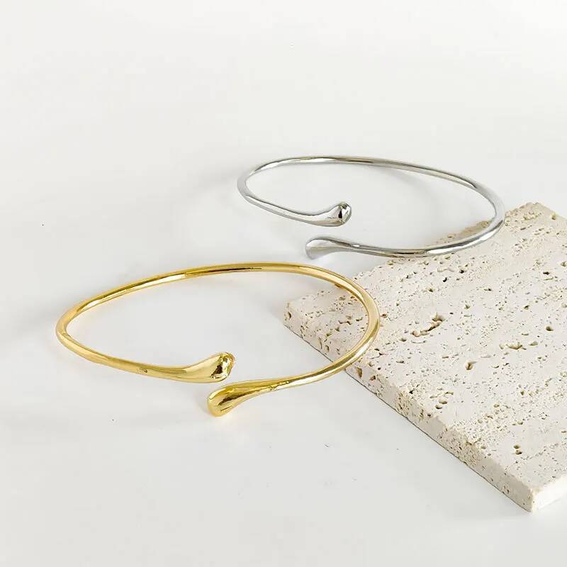 Stainless Steel Water Drop Shape Upper Arm Bracelet for Women Trendy Geometric Adjustable Bangles Vintage Simple Jewelry Gifts