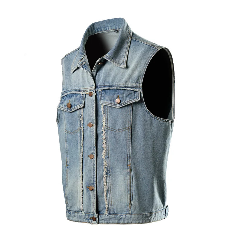 2024 Spring Mens Sleeveless Jeans Jacket Men Blue Denim Vest Cowboy Waistco 1530 250805